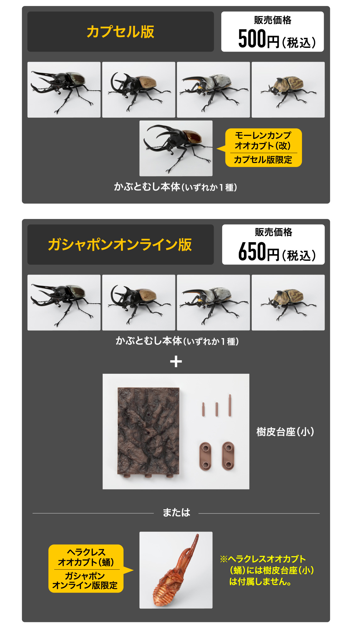 カプセル版 500円(税込) ガシャポンオンライン版 650円(税込)