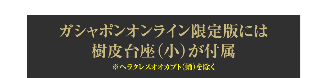 ガシャポンオンライン限定版には樹皮台座（小）付属