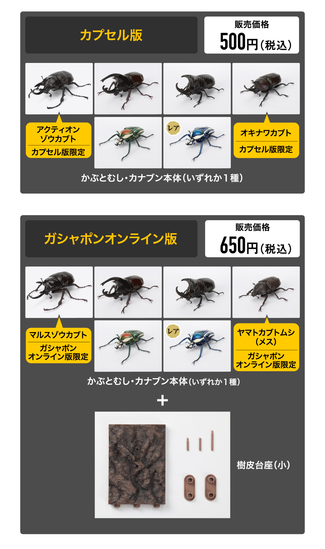 カプセル版 500円(税込) ガシャポンオンライン版 650円(税込)