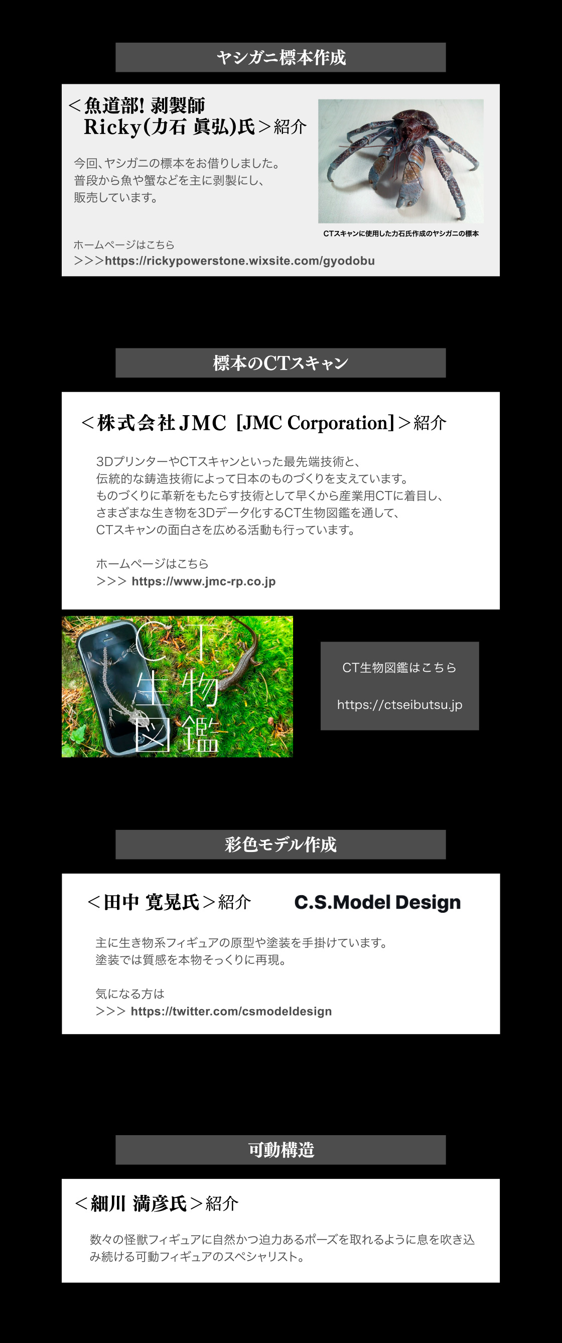 ヤシガニ標本作成・標本のCTスキャン・彩色モデル作成・可動構造