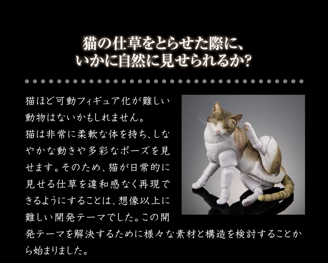 猫の仕草をとらせた際に、いかに自然に見せられるか？