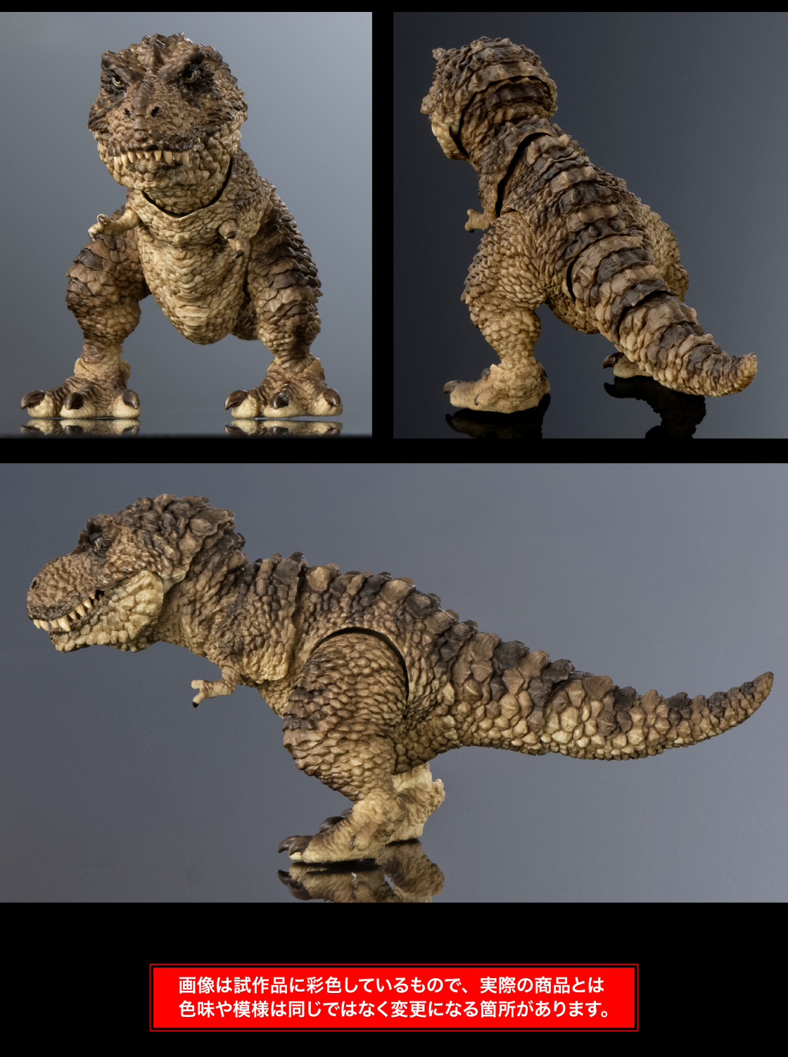 ティラノサウルス(ブラウン) 画像は試作品に彩色しているもので、実際の商品とは色味や模様は同じではなく変更になる箇所があります。
