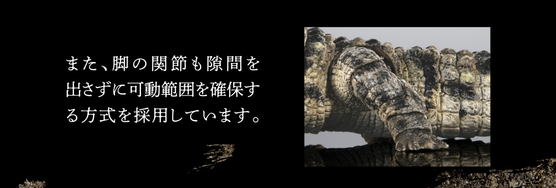 また、脚の関節も隙間を出さずに可動範囲を確保する方式を採用しています。