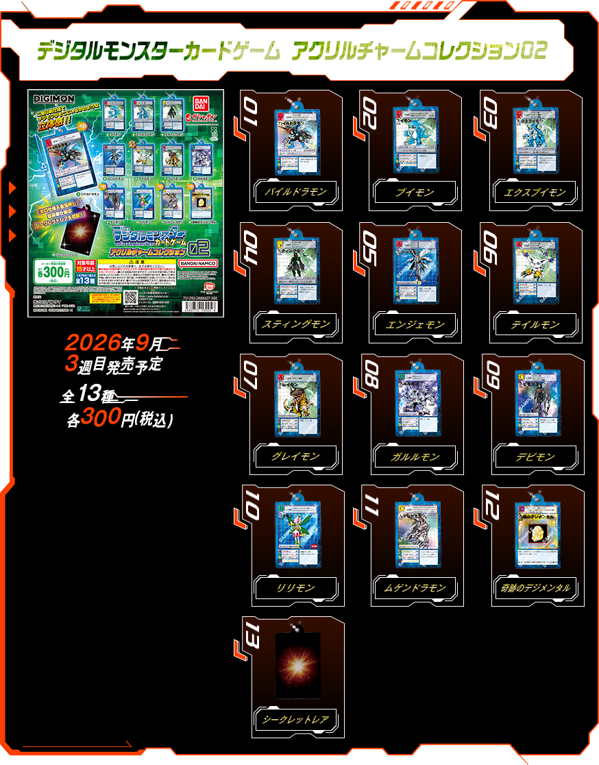 デジタルモンスターカードゲーム アクリルチャームコレクション02