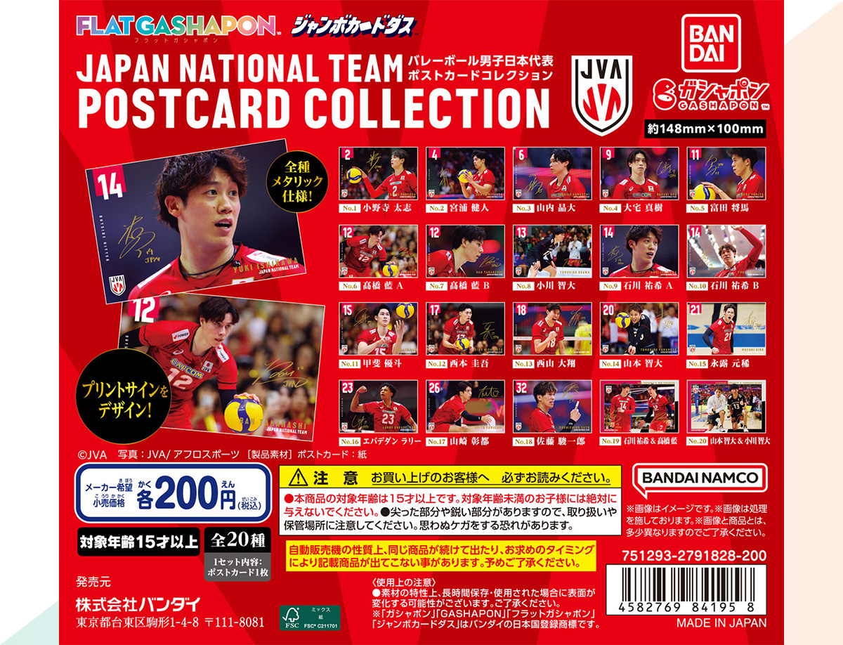 バレーボール男子日本代表 ポストカードコレクション