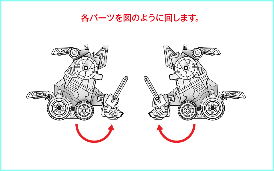 各パーツを図のように回します