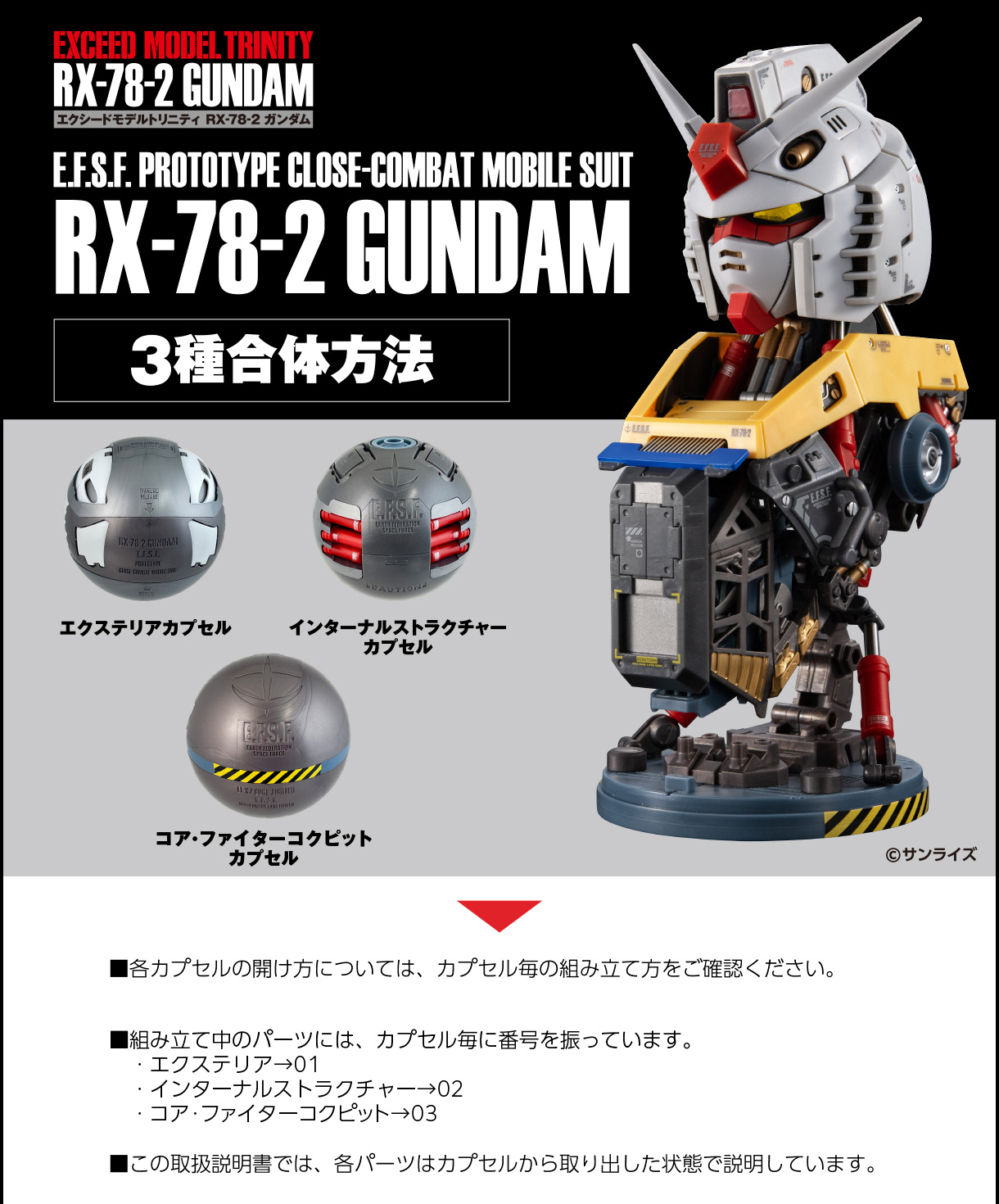 EXCEED MODEL TRINITY RXｰ78ｰ2 GUNDAM 3種合体方法