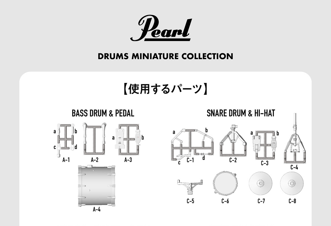 使用するパーツ BASS DRUM&PEDAL/SNARE DRUM&HI-HAT