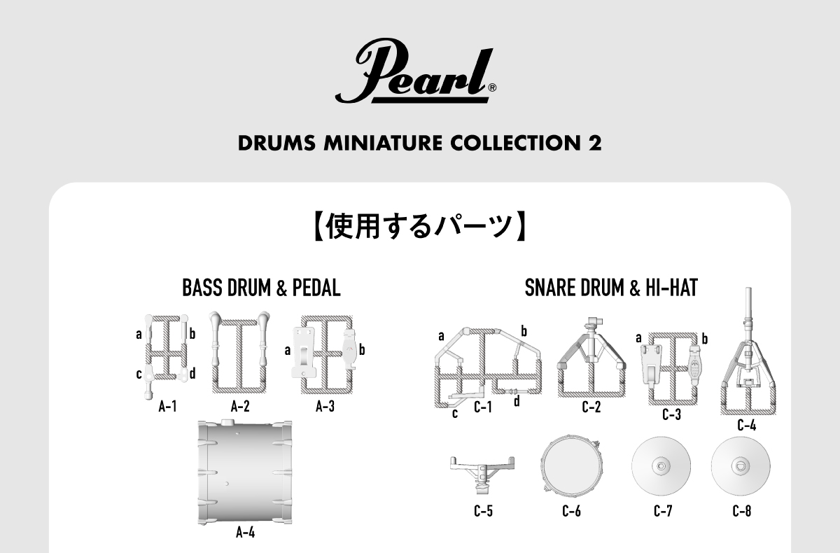 使用するパーツ BASS DRUM & PEDAL/SNARE DRUM & HI-HAT