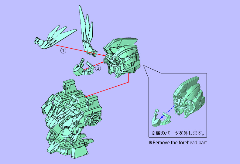ユニコーンガンダム3号機 フェネクス デストロイモード 外装 組み立て方 STEP04
