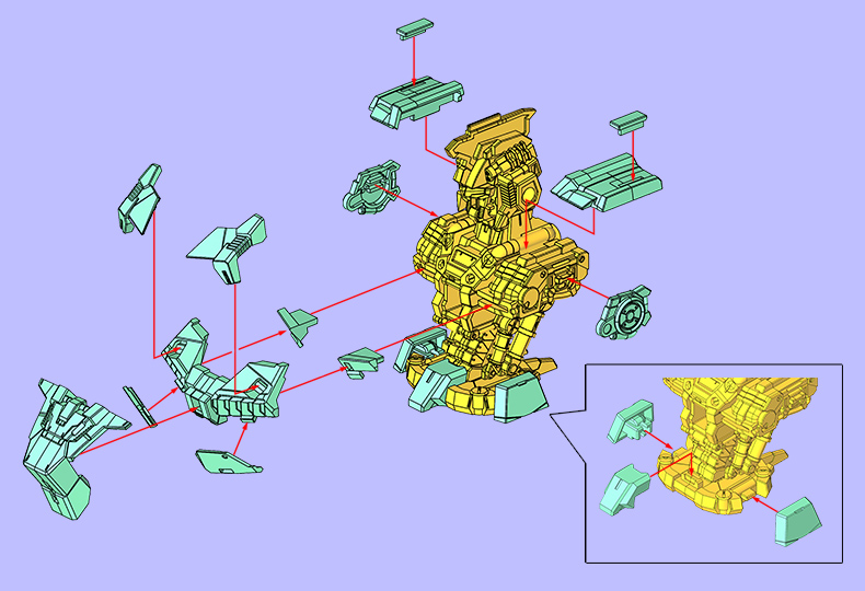 ユニコーンガンダム3号機 フェネクス ユニコーンモード 内部メカ＋外装 組み立て方 STEP01