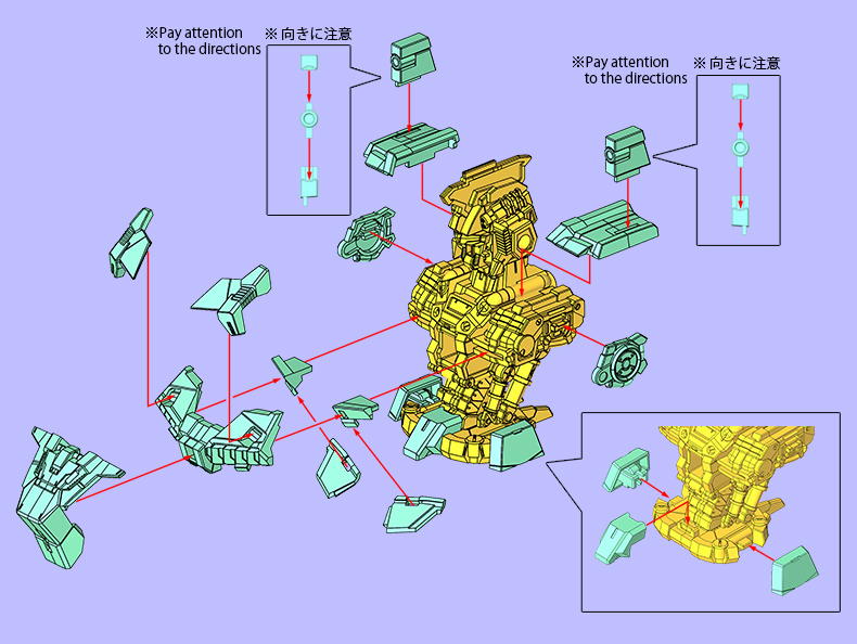 ユニコーンガンダム3号機 フェネクス デストロイモード 内部メカ＋外装 組み立て方 STEP01
