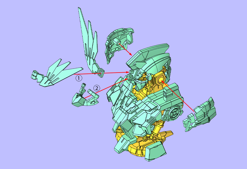 ユニコーンガンダム3号機 フェネクス デストロイモード 内部メカ＋外装 組み立て方 STEP03
